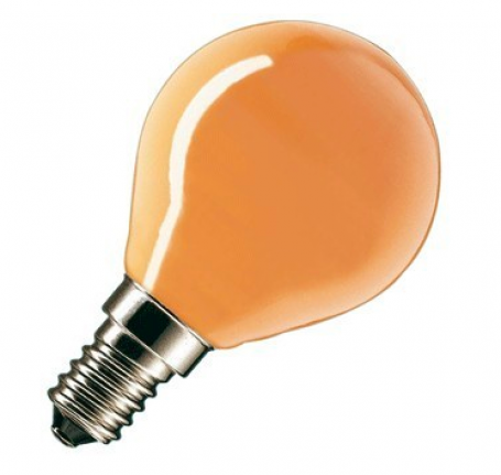 Gloeilamp kogellamp oranje 25W E14