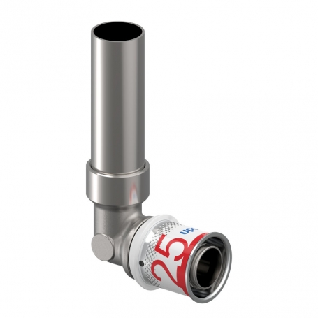 Uponor S-Perss overgangsknie 90Áº verchroomd 25 x 22 MM Cu L=250MM 1070680