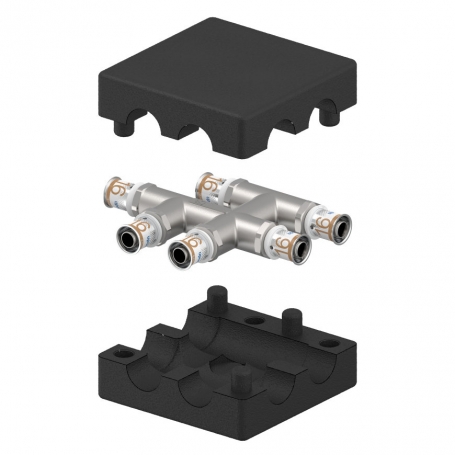 Uponor S-Press kruiskoppeling geïsoleerd 16 x 16 x 16 MM 1070689