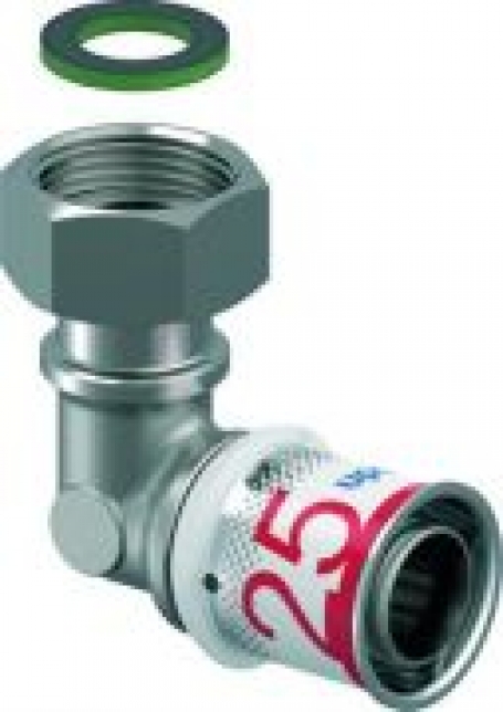 Uponor S-Press pers schroefverbindings knie vlak 25 x 3/4 MM binnendraad 1070614