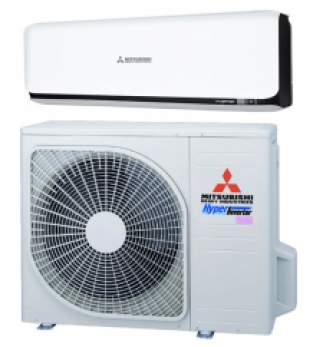 Mitsubishi H.I. SRK/SRC 25 ZSX-WFB Wifi Contrast zwart/wit Single Split airco inverter warmtepomp